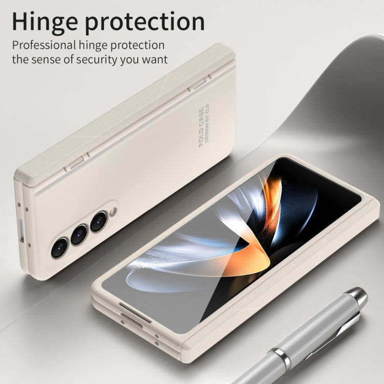 For Samsung Galaxy Z Fold4 5G Extraordinary Series Hinged Folding Full Phone Case with Pen Slot & Stylus(White) - Galaxy Z Fold4 5G Cases by buy2fix | Online Shopping UK | buy2fix