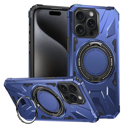 For iPhone 15 Pro MagSafe Magnetic Shockproof Phone Case with Ring Holder(Navy Blue) by buy2fix