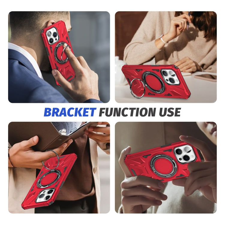 For iPhone 14/13 MagSafe Magnetic Shockproof Phone Case with Ring Holder(Red) by buy2fix