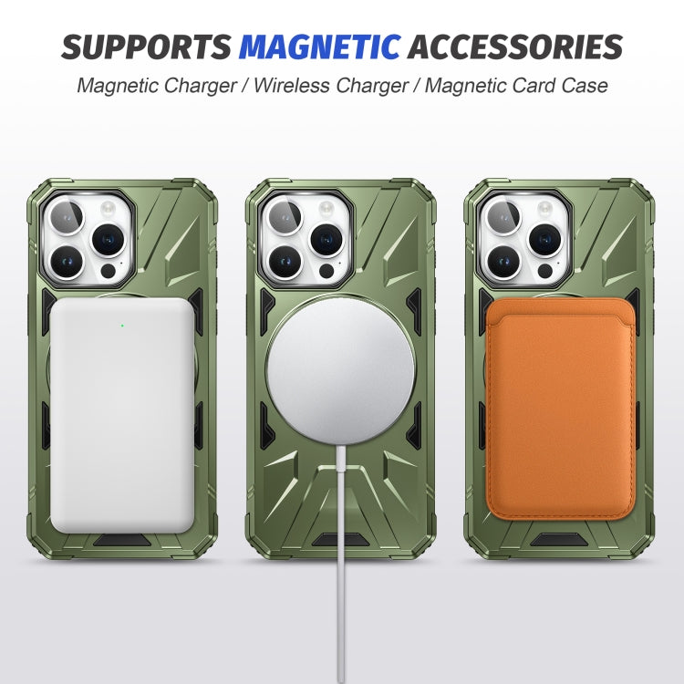 For iPhone 14/13 MagSafe Magnetic Shockproof Phone Case with Ring Holder(Dark Green) by buy2fix
