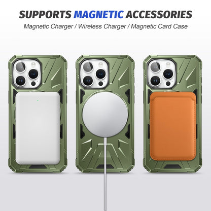 For iPhone 14/13 MagSafe Magnetic Shockproof Phone Case with Ring Holder(Dark Green) by buy2fix