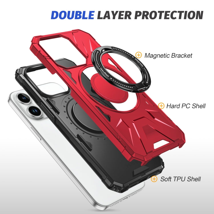 For iPhone 12/12 Pro MagSafe Magnetic Shockproof Phone Case with Ring Holder(Red) by buy2fix