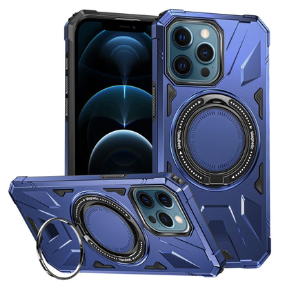 For iPhone 12 Pro Max MagSafe Magnetic Shockproof Phone Case with Ring Holder(Navy Blue) by buy2fix