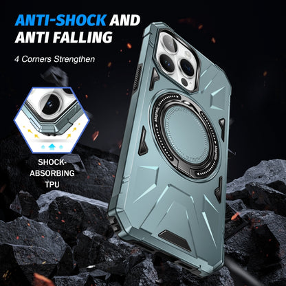 For iPhone 12 Pro Max MagSafe Magnetic Shockproof Phone Case with Ring Holder(Green) by buy2fix