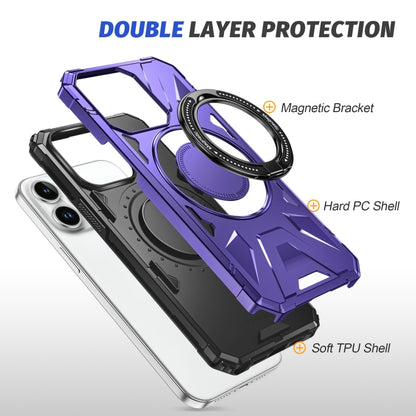 For iPhone 12 Pro Max MagSafe Magnetic Shockproof Phone Case with Ring Holder(Purple) by buy2fix