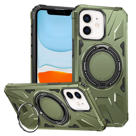 For iPhone 11 MagSafe Magnetic Shockproof Phone Case with Ring Holder(Dark Green) by buy2fix
