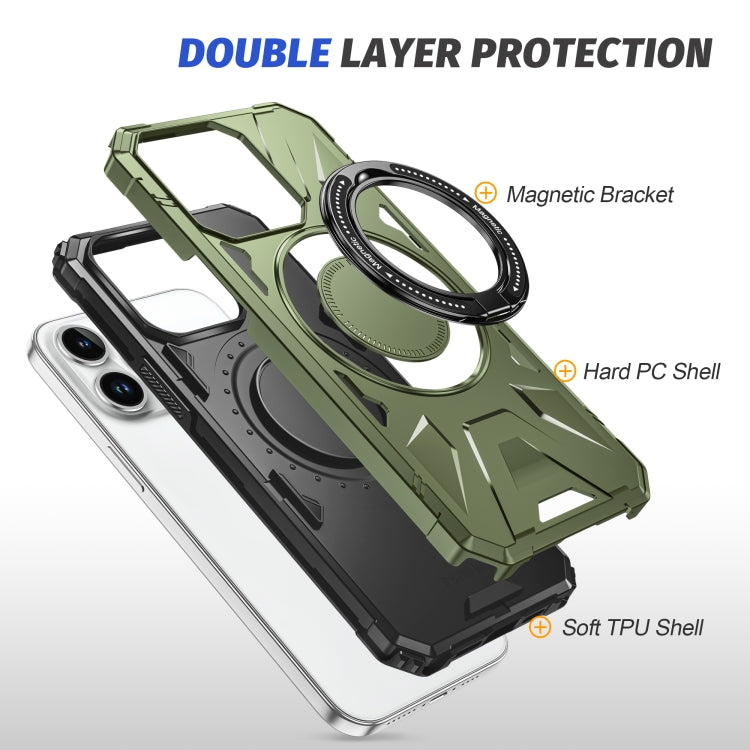 For iPhone 11 MagSafe Magnetic Shockproof Phone Case with Ring Holder(Dark Green) by buy2fix