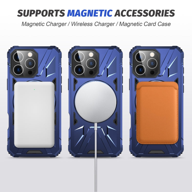 For iPhone 16 Pro Max MagSafe Magnetic Shockproof Phone Case with Ring Holder(Navy Blue) by buy2fix