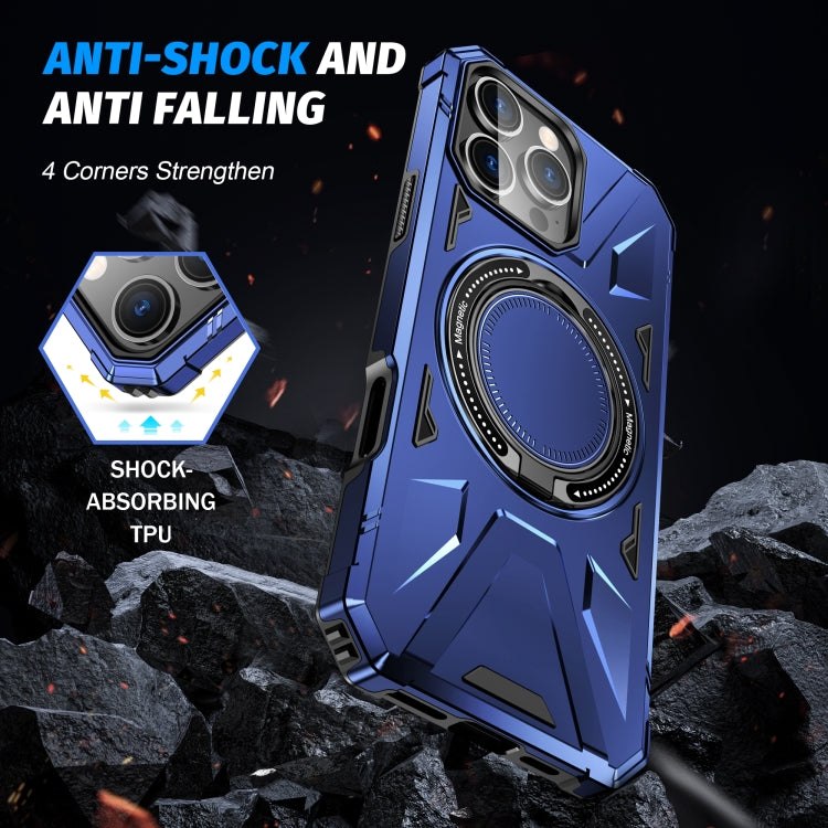 For iPhone 16 Pro Max MagSafe Magnetic Shockproof Phone Case with Ring Holder(Navy Blue) by buy2fix