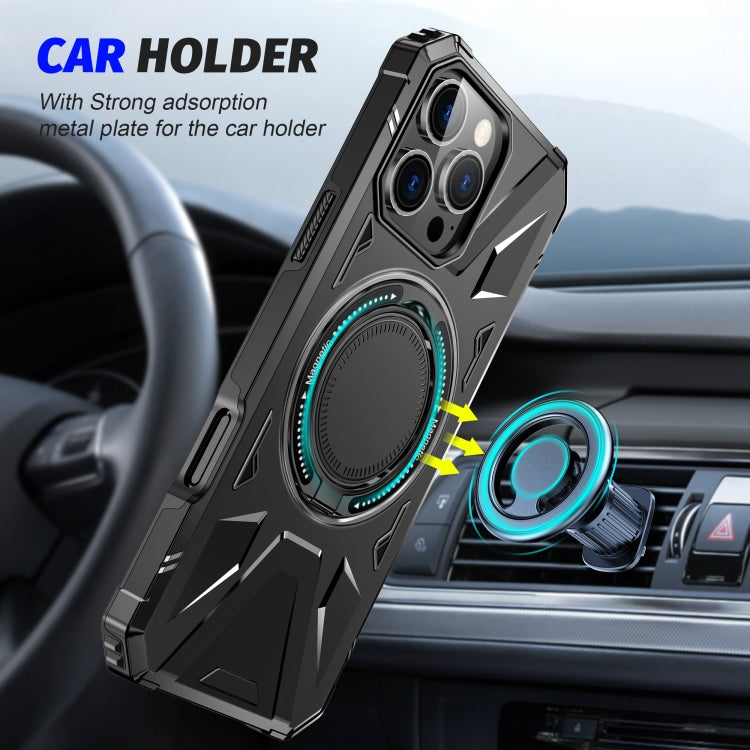 For iPhone 16 Pro Max MagSafe Magnetic Shockproof Phone Case with Ring Holder(Black) by buy2fix