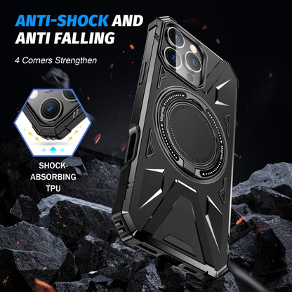 For iPhone 16 Pro Max MagSafe Magnetic Shockproof Phone Case with Ring Holder(Black) by buy2fix