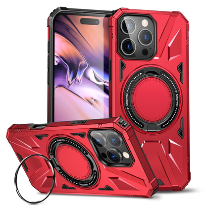 For iPhone 16 Pro Max MagSafe Magnetic Shockproof Phone Case with Ring Holder(Red) by buy2fix