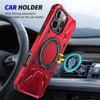 For iPhone 16 Pro Max MagSafe Magnetic Shockproof Phone Case with Ring Holder(Red) by buy2fix