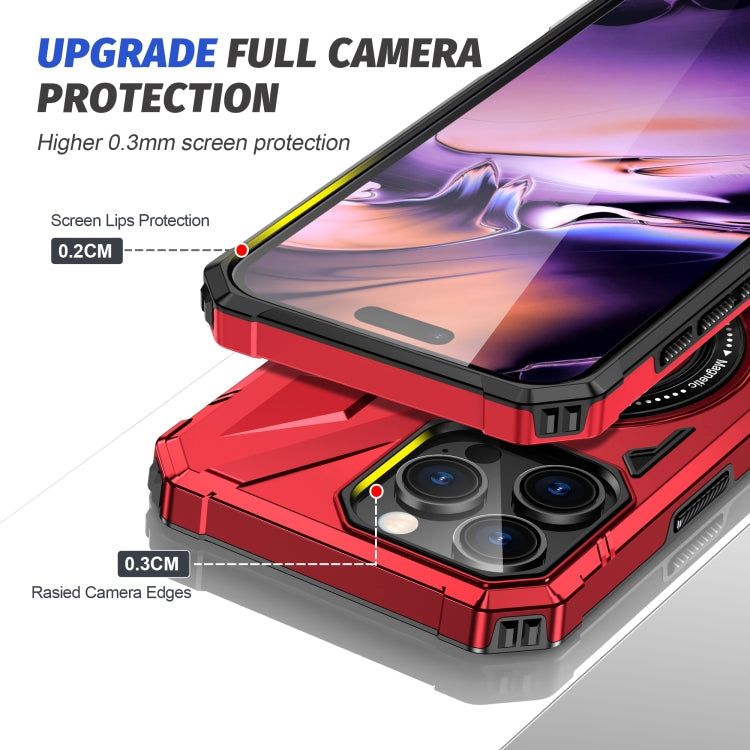 For iPhone 16 Pro Max MagSafe Magnetic Shockproof Phone Case with Ring Holder(Red) by buy2fix