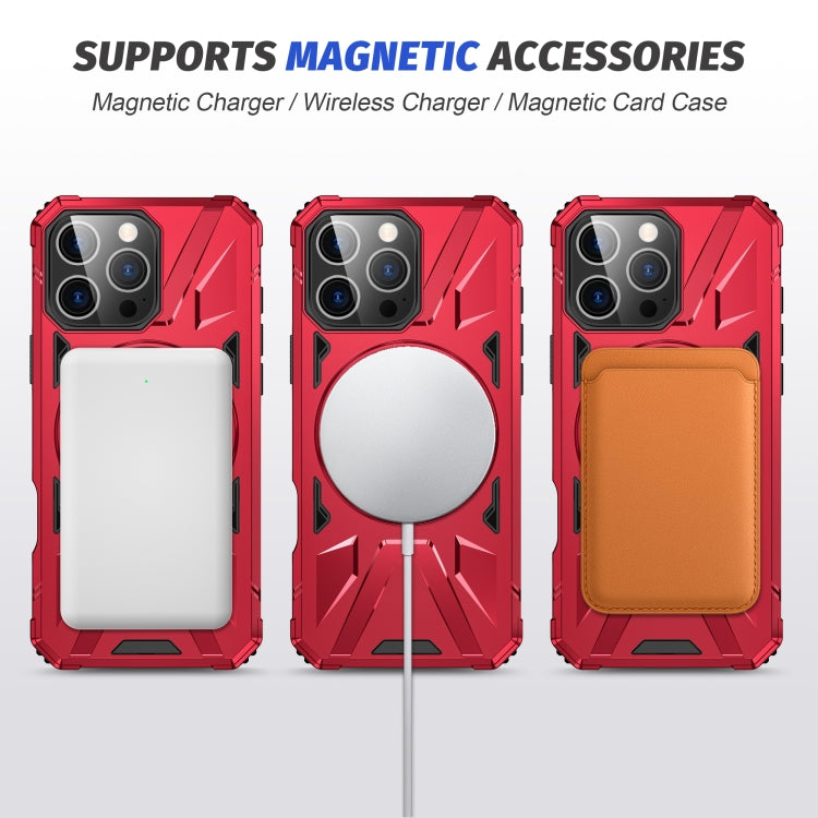 For iPhone 16 Pro Max MagSafe Magnetic Shockproof Phone Case with Ring Holder(Red) by buy2fix