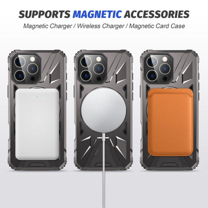 For iPhone 16 Pro Max MagSafe Magnetic Shockproof Phone Case with Ring Holder(Dark Grey) by buy2fix