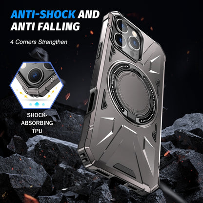 For iPhone 16 Pro Max MagSafe Magnetic Shockproof Phone Case with Ring Holder(Dark Grey) by buy2fix