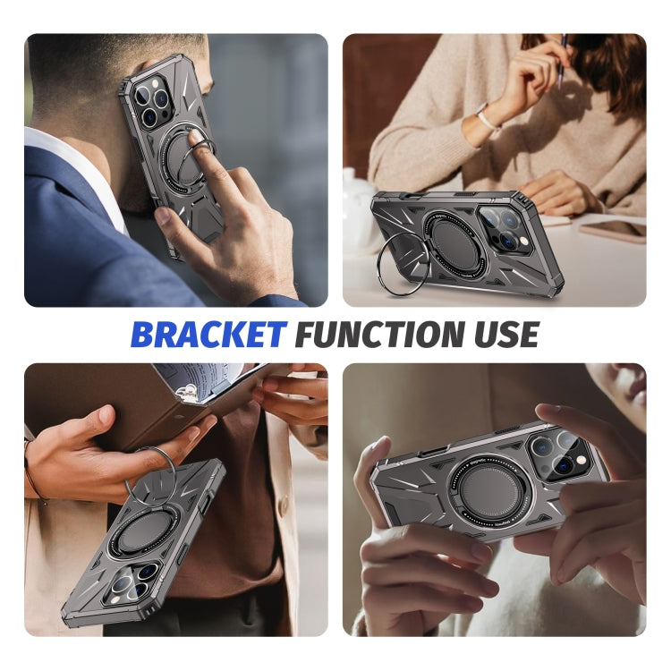 For iPhone 16 Pro Max MagSafe Magnetic Shockproof Phone Case with Ring Holder(Dark Grey) by buy2fix