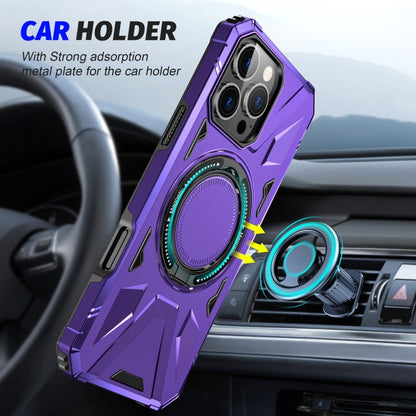 For iPhone 16 Pro Max MagSafe Magnetic Shockproof Phone Case with Ring Holder(Purple) by buy2fix