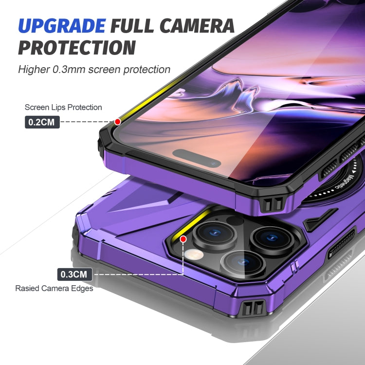 For iPhone 16 Pro Max MagSafe Magnetic Shockproof Phone Case with Ring Holder(Purple) by buy2fix