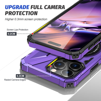 For iPhone 16 Pro Max MagSafe Magnetic Shockproof Phone Case with Ring Holder(Purple) by buy2fix
