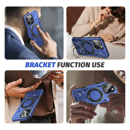 For iPhone 16 Pro MagSafe Magnetic Shockproof Phone Case with Ring Holder(Navy Blue) by buy2fix