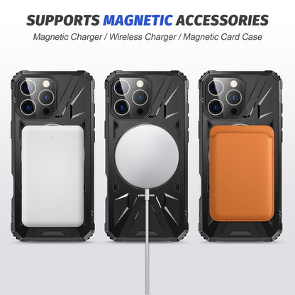 For iPhone 16 Pro MagSafe Magnetic Shockproof Phone Case with Ring Holder(Black) by buy2fix