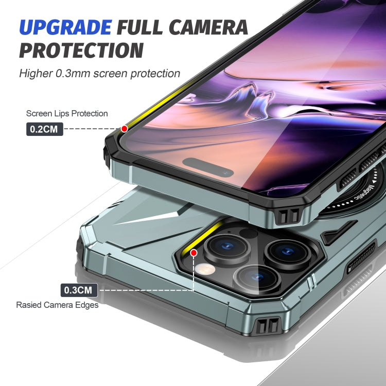 For iPhone 16 Pro MagSafe Magnetic Shockproof Phone Case with Ring Holder(Green) by buy2fix