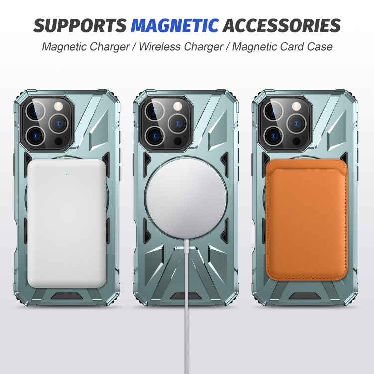 For iPhone 16 Pro MagSafe Magnetic Shockproof Phone Case with Ring Holder(Green) by buy2fix
