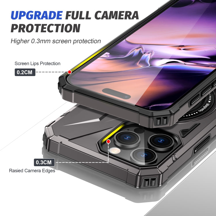 For iPhone 16 Pro MagSafe Magnetic Shockproof Phone Case with Ring Holder(Dark Grey) by buy2fix