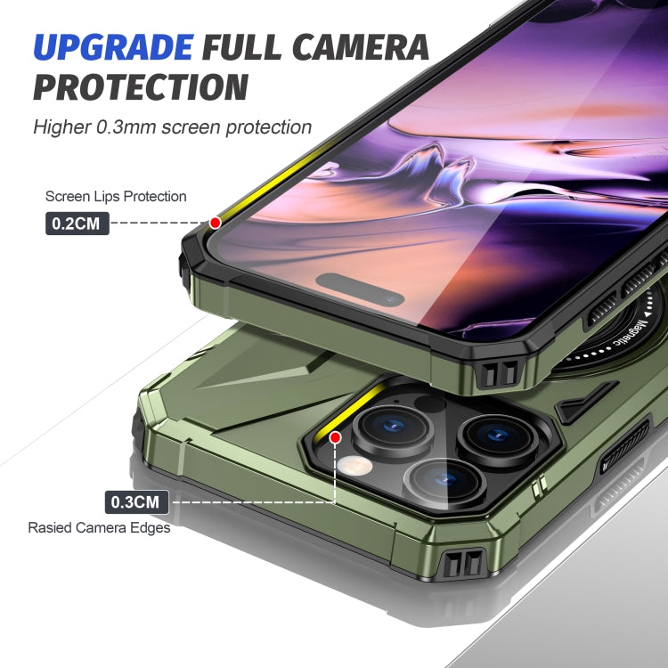For iPhone 16 Pro MagSafe Magnetic Shockproof Phone Case with Ring Holder(Dark Green) by buy2fix