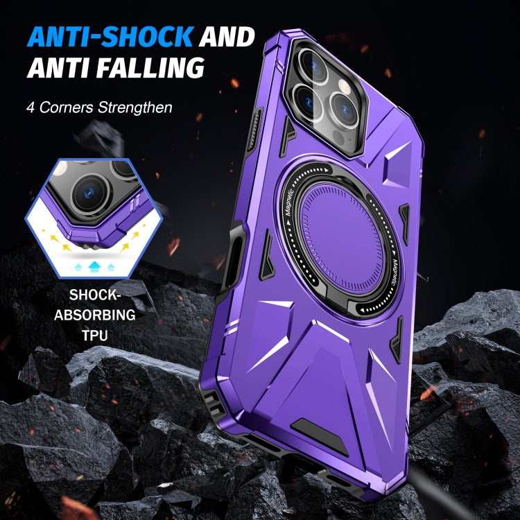 For iPhone 16 Pro MagSafe Magnetic Shockproof Phone Case with Ring Holder(Purple) by buy2fix