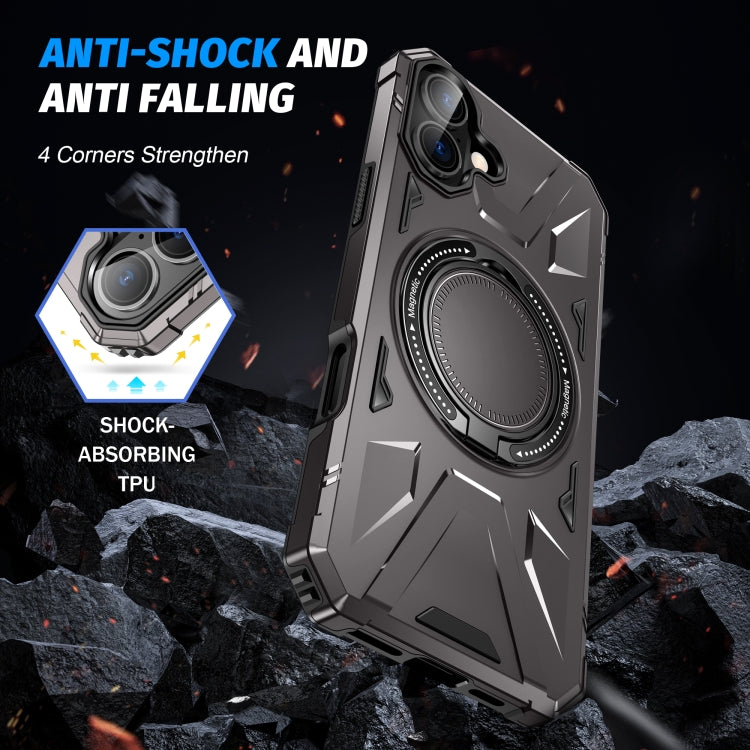 For iPhone 16 Plus MagSafe Magnetic Shockproof Phone Case with Ring Holder(Dark Grey) - iPhone 16 Plus Cases by buy2fix | Online Shopping UK | buy2fix