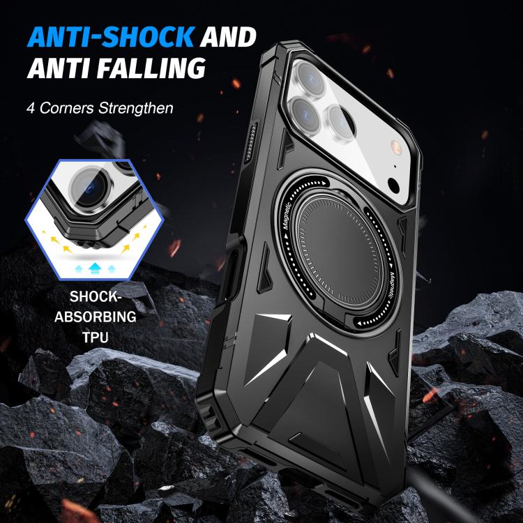 For iPhone 17 Pro Max MagSafe Magnetic Shockproof Phone Case with Ring Holder(Black) - iPhone 17 Pro Max Cases by buy2fix | Online Shopping UK | buy2fix