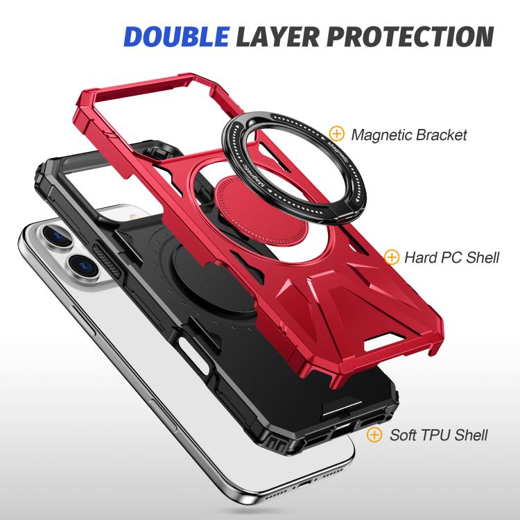 For iPhone 17 Pro Max MagSafe Magnetic Shockproof Phone Case with Ring Holder(Red) - iPhone 17 Pro Max Cases by buy2fix | Online Shopping UK | buy2fix