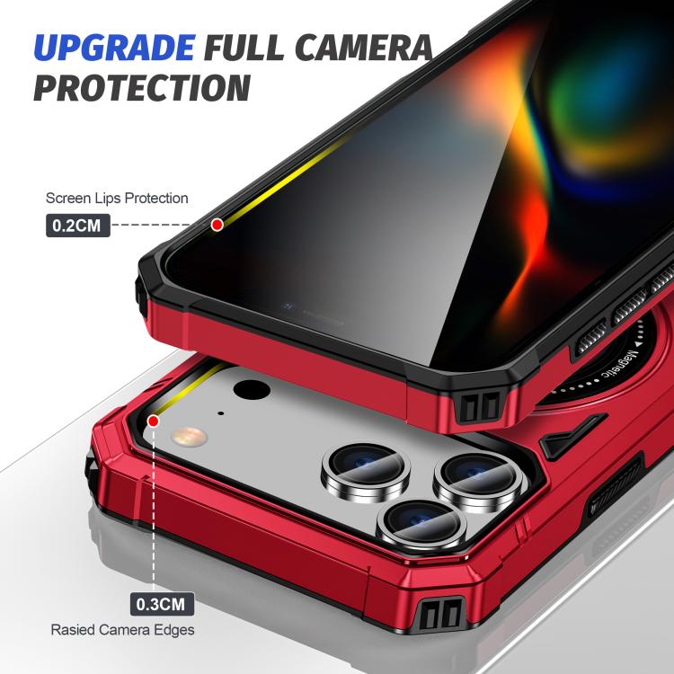 For iPhone 17 Pro Max MagSafe Magnetic Shockproof Phone Case with Ring Holder(Red) - iPhone 17 Pro Max Cases by buy2fix | Online Shopping UK | buy2fix