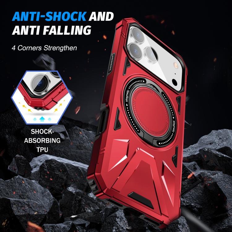 For iPhone 17 Pro Max MagSafe Magnetic Shockproof Phone Case with Ring Holder(Red) - iPhone 17 Pro Max Cases by buy2fix | Online Shopping UK | buy2fix