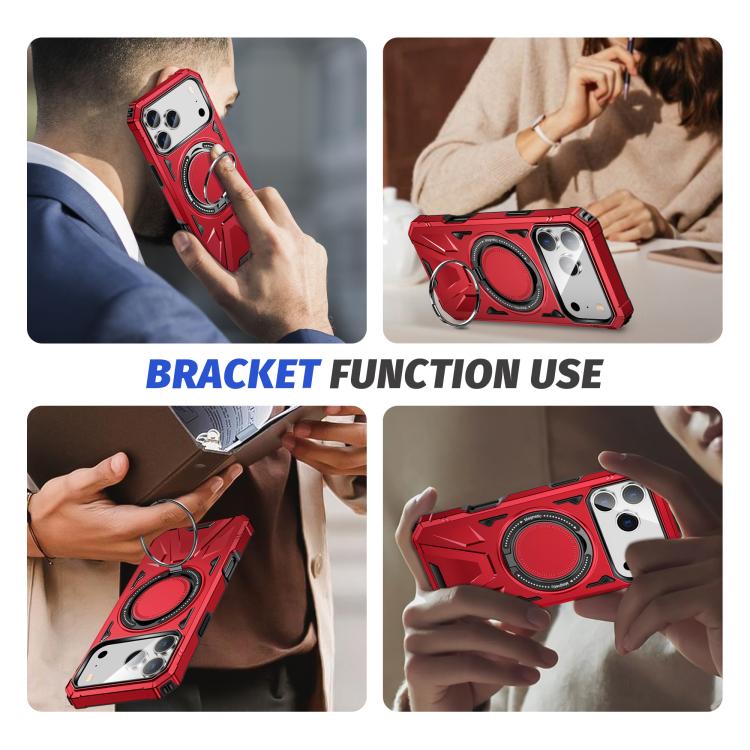 For iPhone 17 Pro Max MagSafe Magnetic Shockproof Phone Case with Ring Holder(Red) - iPhone 17 Pro Max Cases by buy2fix | Online Shopping UK | buy2fix
