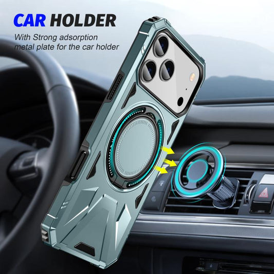 For iPhone 17 Pro Max MagSafe Magnetic Shockproof Phone Case with Ring Holder(Green) - iPhone 17 Pro Max Cases by buy2fix | Online Shopping UK | buy2fix