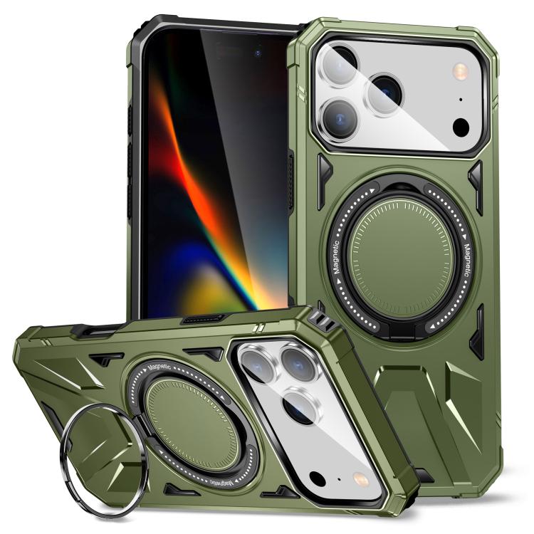 For iPhone 17 Pro Max MagSafe Magnetic Shockproof Phone Case with Ring Holder(Dark Green) - iPhone 17 Pro Max Cases by buy2fix | Online Shopping UK | buy2fix