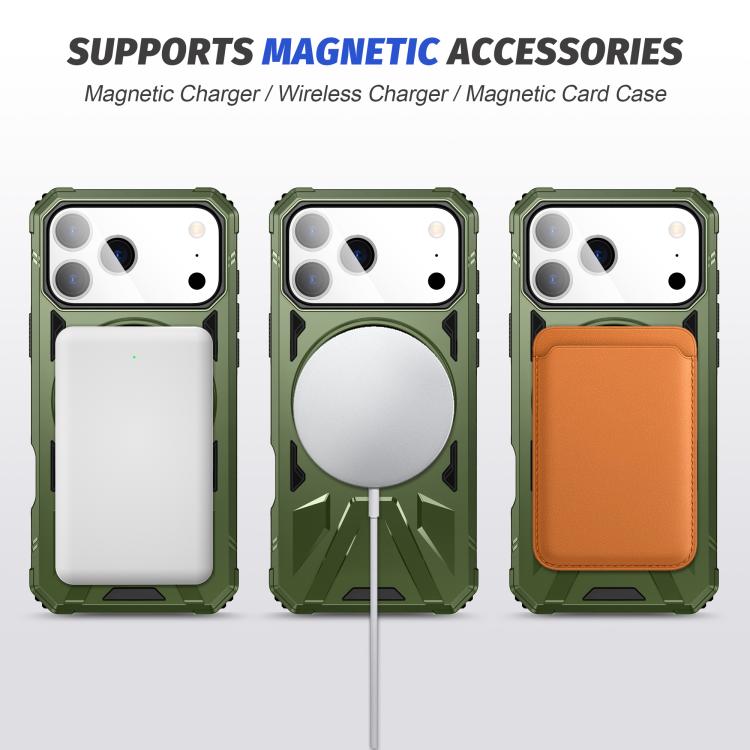 For iPhone 17 Pro Max MagSafe Magnetic Shockproof Phone Case with Ring Holder(Dark Green) - iPhone 17 Pro Max Cases by buy2fix | Online Shopping UK | buy2fix