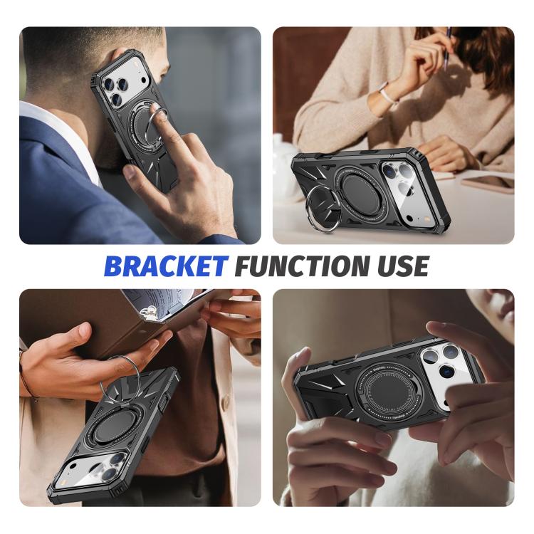 For iPhone 17 Pro MagSafe Magnetic Shockproof Phone Case with Ring Holder(Black) - iPhone 17 Pro Cases by buy2fix | Online Shopping UK | buy2fix