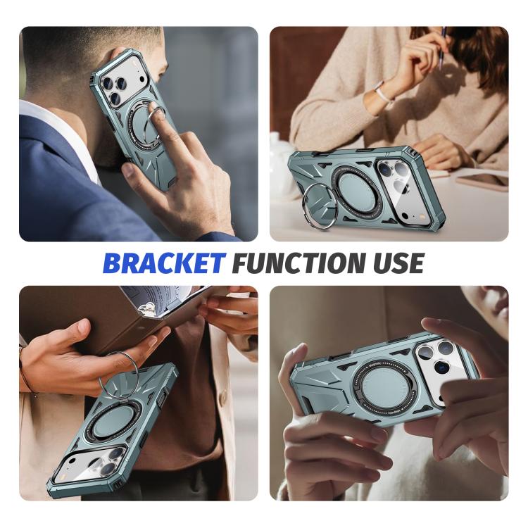 For iPhone 17 Pro MagSafe Magnetic Shockproof Phone Case with Ring Holder(Green) - iPhone 17 Pro Cases by buy2fix | Online Shopping UK | buy2fix