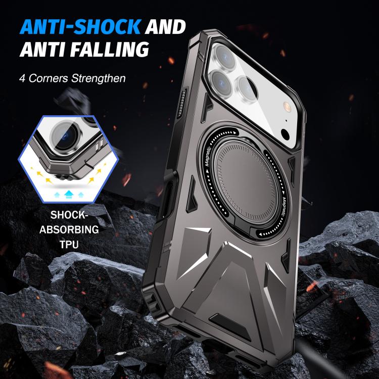 For iPhone 17 Pro MagSafe Magnetic Shockproof Phone Case with Ring Holder(Dark Grey) - iPhone 17 Pro Cases by buy2fix | Online Shopping UK | buy2fix