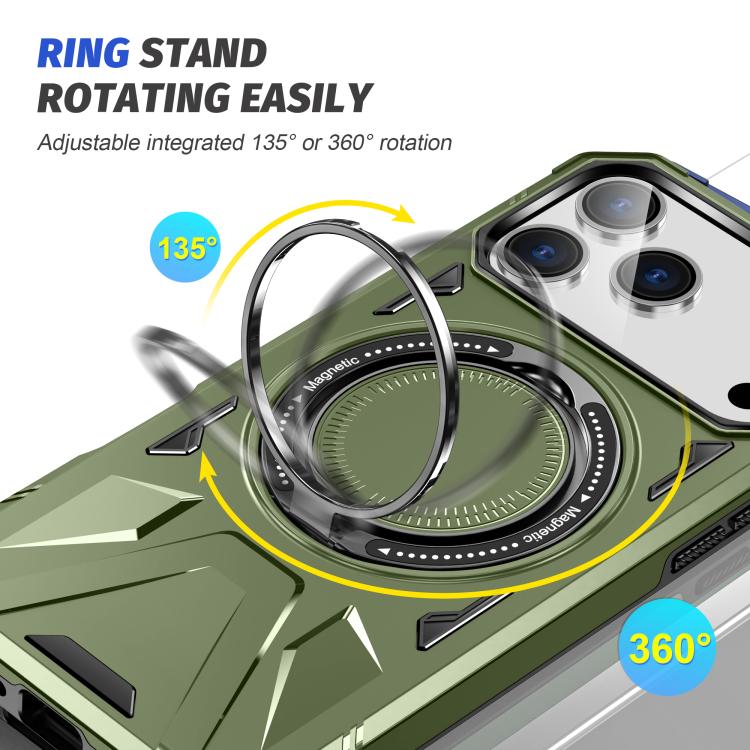 For iPhone 17 Pro MagSafe Magnetic Shockproof Phone Case with Ring Holder(Dark Green) - iPhone 17 Pro Cases by buy2fix | Online Shopping UK | buy2fix