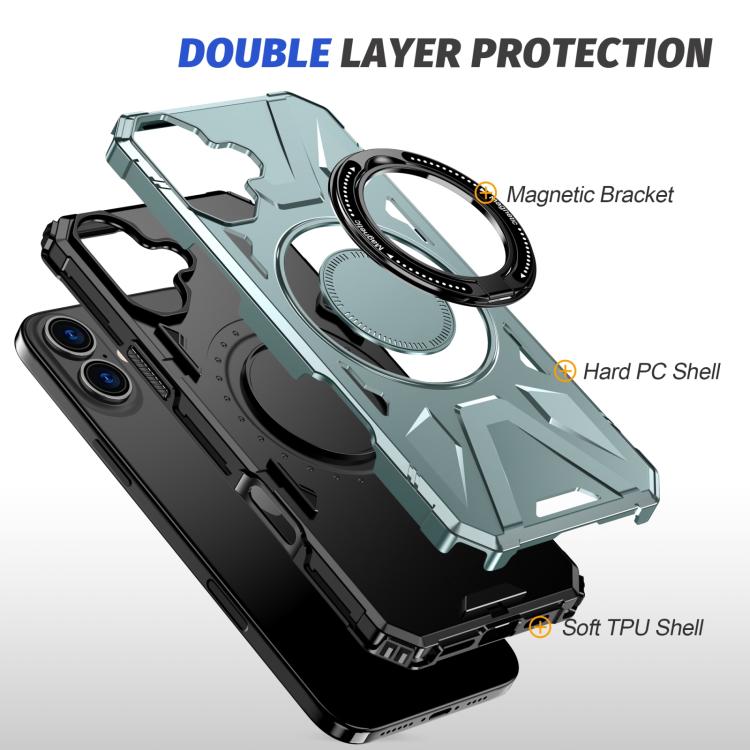 For iPhone 17 MagSafe Magnetic Shockproof Phone Case with Ring Holder(Green) - iPhone 17 Cases by buy2fix | Online Shopping UK | buy2fix