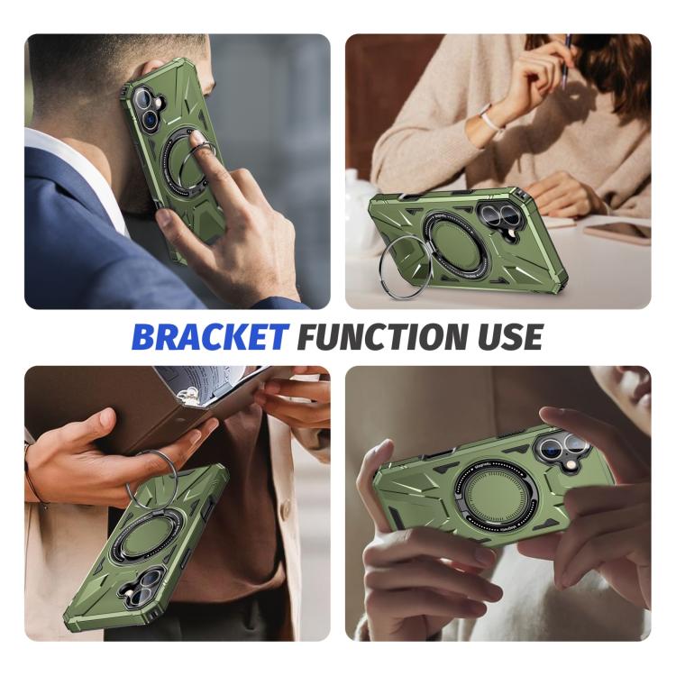 For iPhone 17 MagSafe Magnetic Shockproof Phone Case with Ring Holder(Dark Green) - iPhone 17 Cases by buy2fix | Online Shopping UK | buy2fix