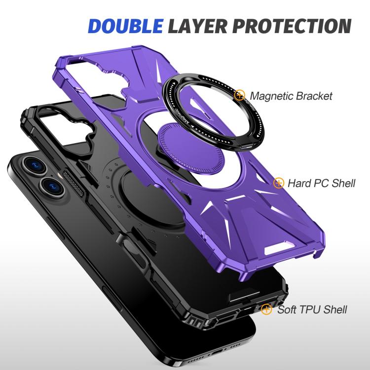 For iPhone 17 MagSafe Magnetic Shockproof Phone Case with Ring Holder(Purple) - iPhone 17 Cases by buy2fix | Online Shopping UK | buy2fix