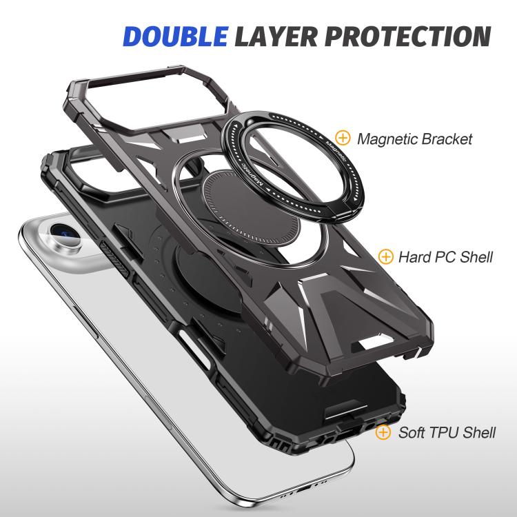 For iPhone Air MagSafe Magnetic Shockproof Phone Case with Ring Holder(Dark Grey) - iPhone Air Cases by buy2fix | Online Shopping UK | buy2fix