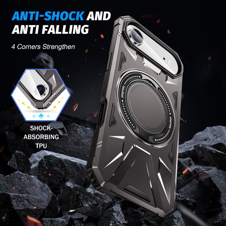 For iPhone Air MagSafe Magnetic Shockproof Phone Case with Ring Holder(Dark Grey) - iPhone Air Cases by buy2fix | Online Shopping UK | buy2fix